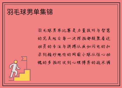 羽毛球男单集锦